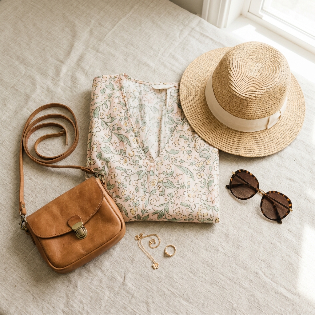 Example generated post image (fashion flat-lay)